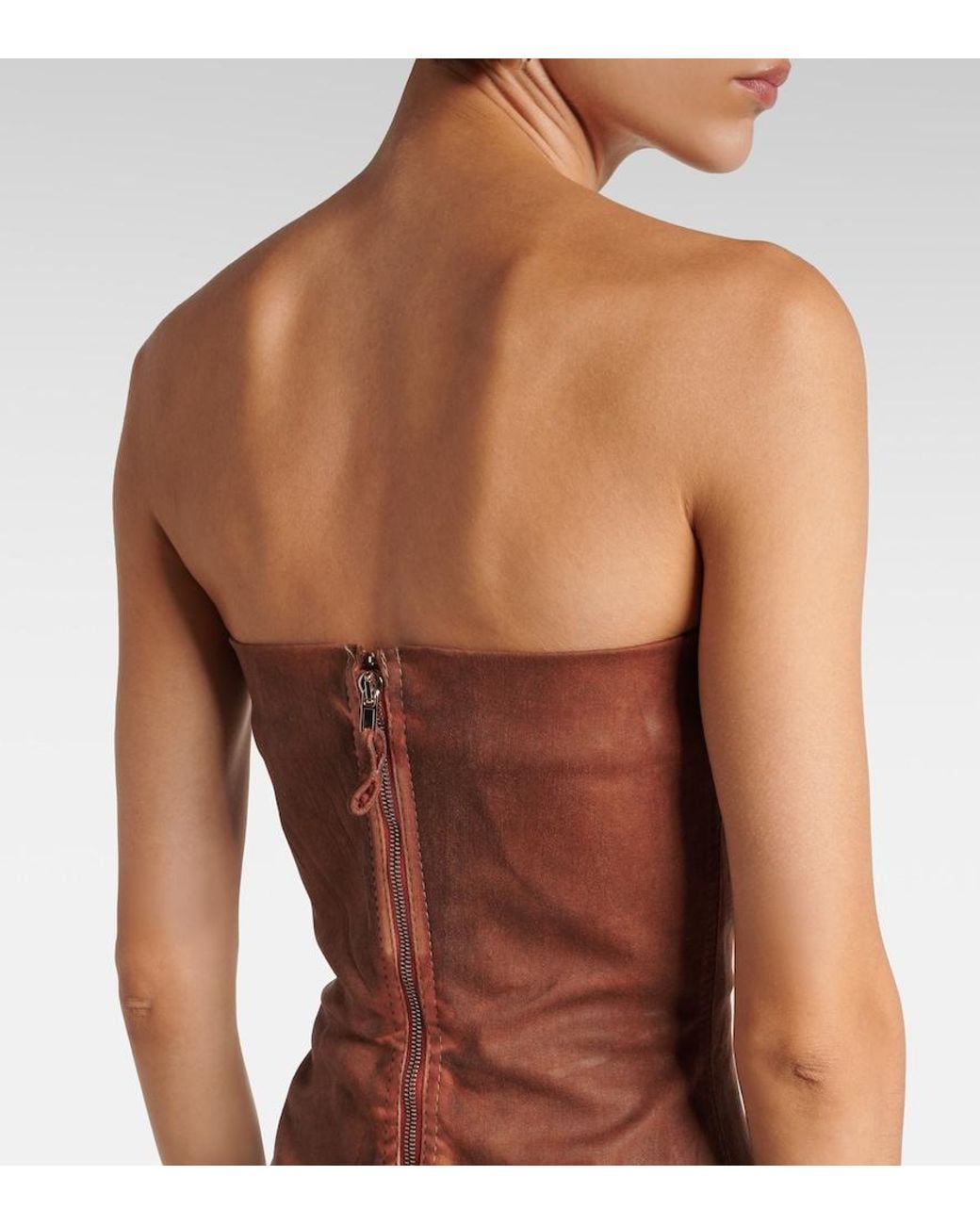 Rick Owens Brown Drkshdw Denim Bustier Dress