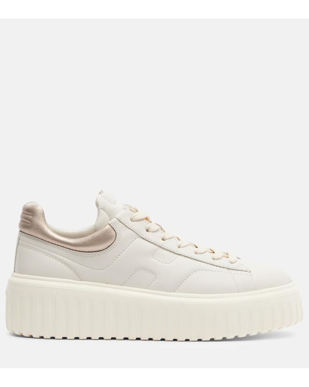 Hogan White H-Stripes Leather Platform Sneakers