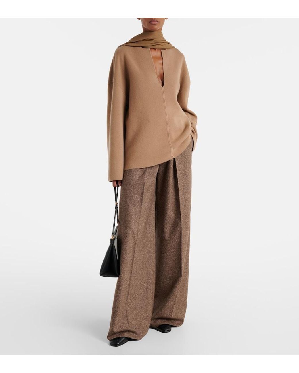 Jardin Des Orangers Brown Serafino Wool And Cashmere Sweater