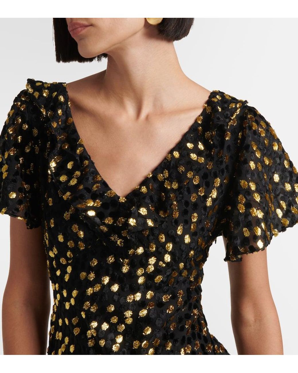 Rixo Green Amelle Embellished Tiered Maxi Dress