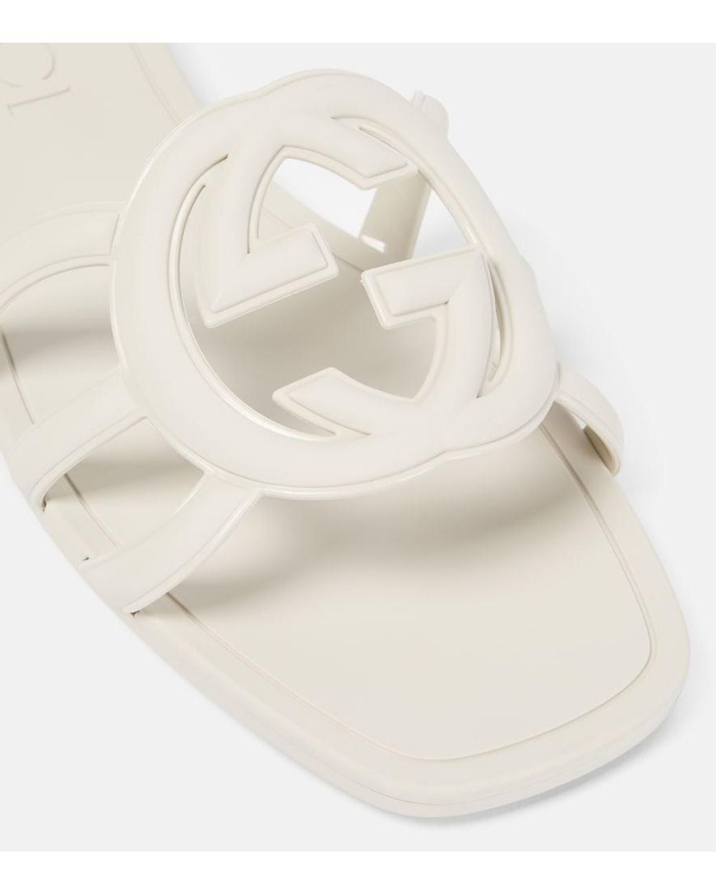 Gucci White Interlocking G Slide Sandal