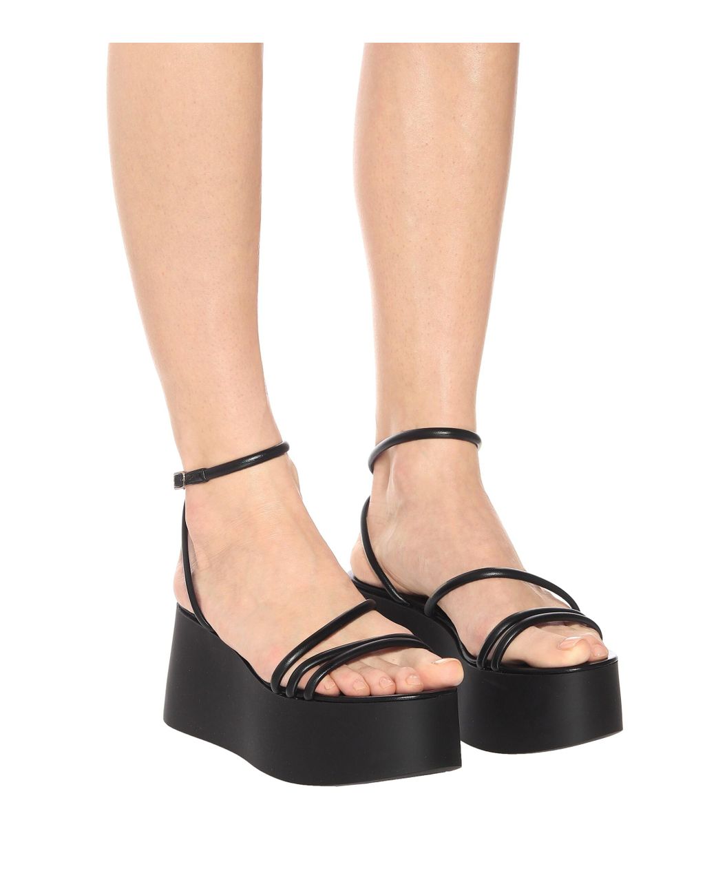 素敵★GIANVITO ROSSI Bekah レザー プラットフォームサンダル Gianvito Rossi Bekah 20 Leather Platform Sandals in Black