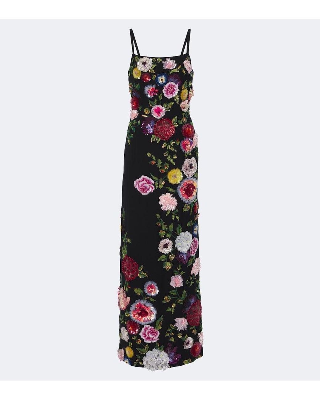 La Fuori White Noir Jardin Sequined Gown