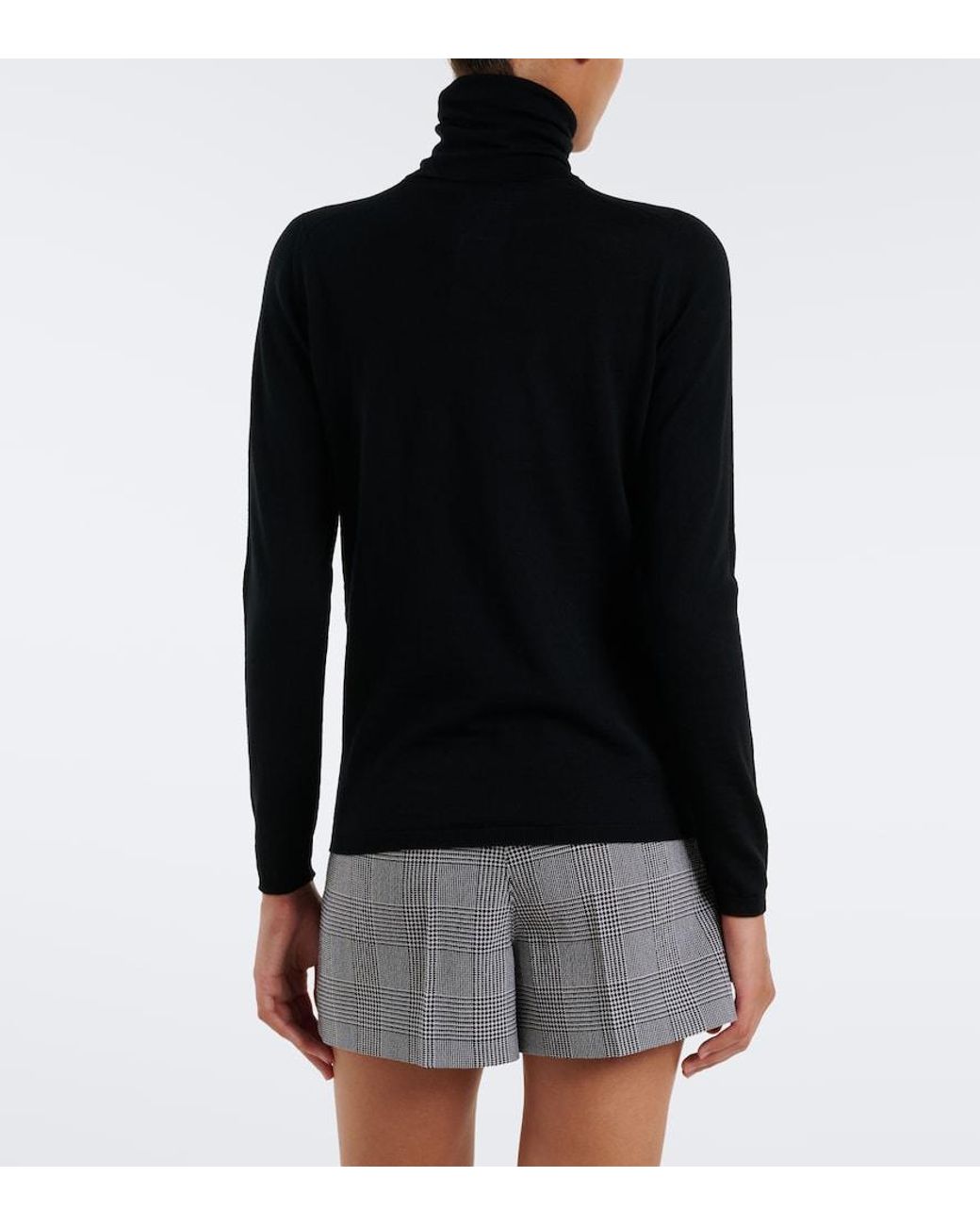 Max Mara Black Virgin Wool Turtleneck Sweater