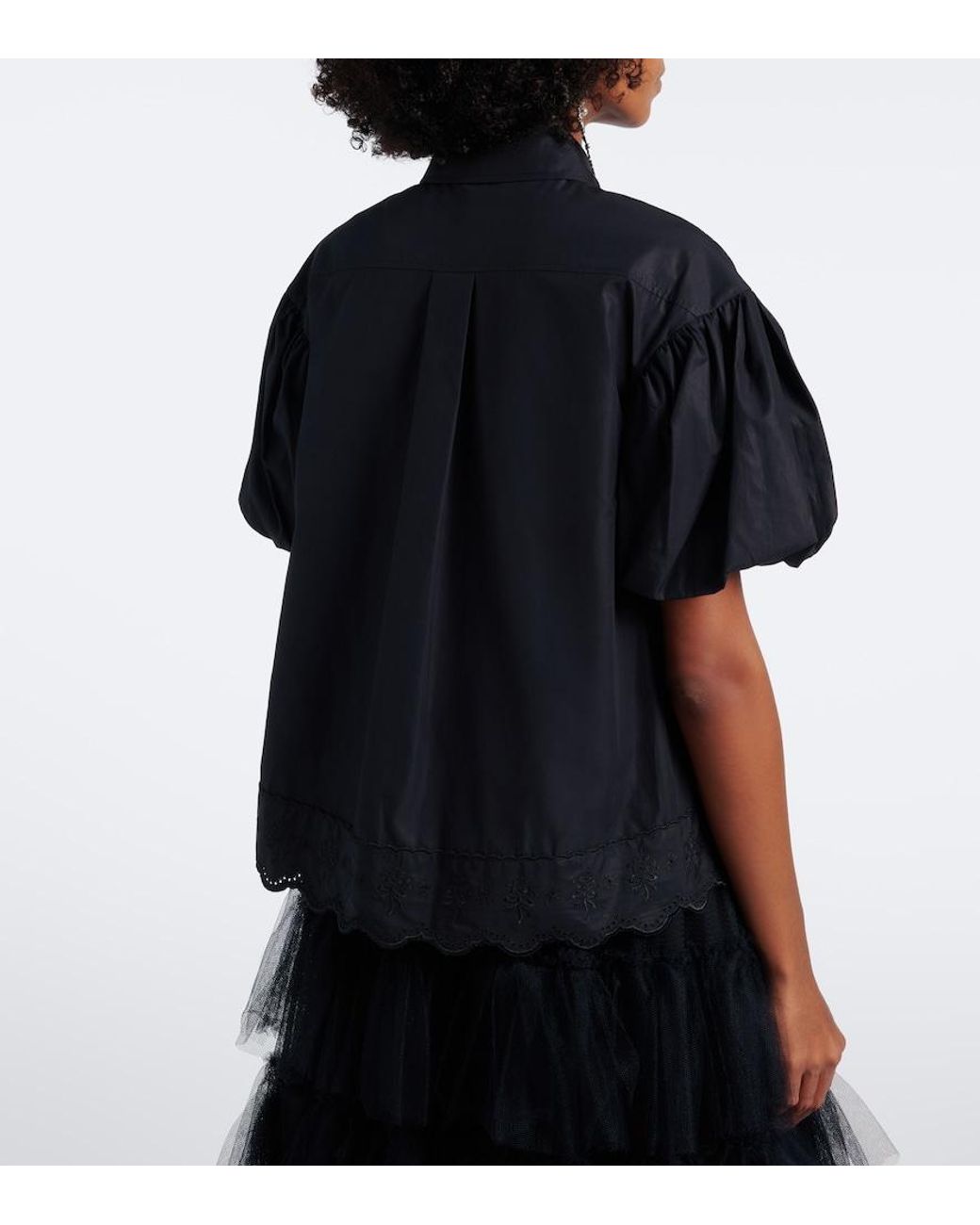 Simone Rocha Black Embellished Cotton Poplin Shirt