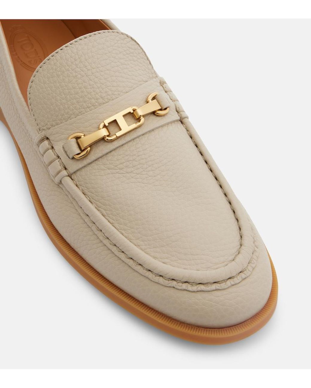Tod's Natural Embellished Leather Loafers