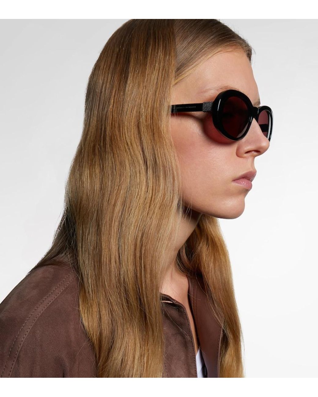 Brunello Cucinelli Brown Claire Monili Oval Sunglasses