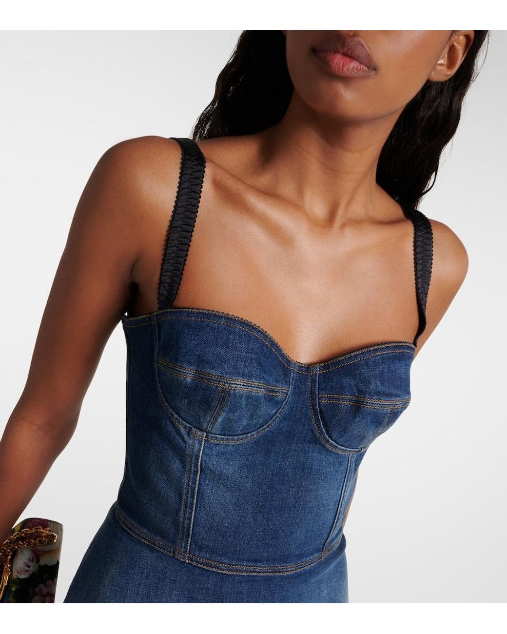 Dolce & Gabbana Blue Corset Denim Minidress