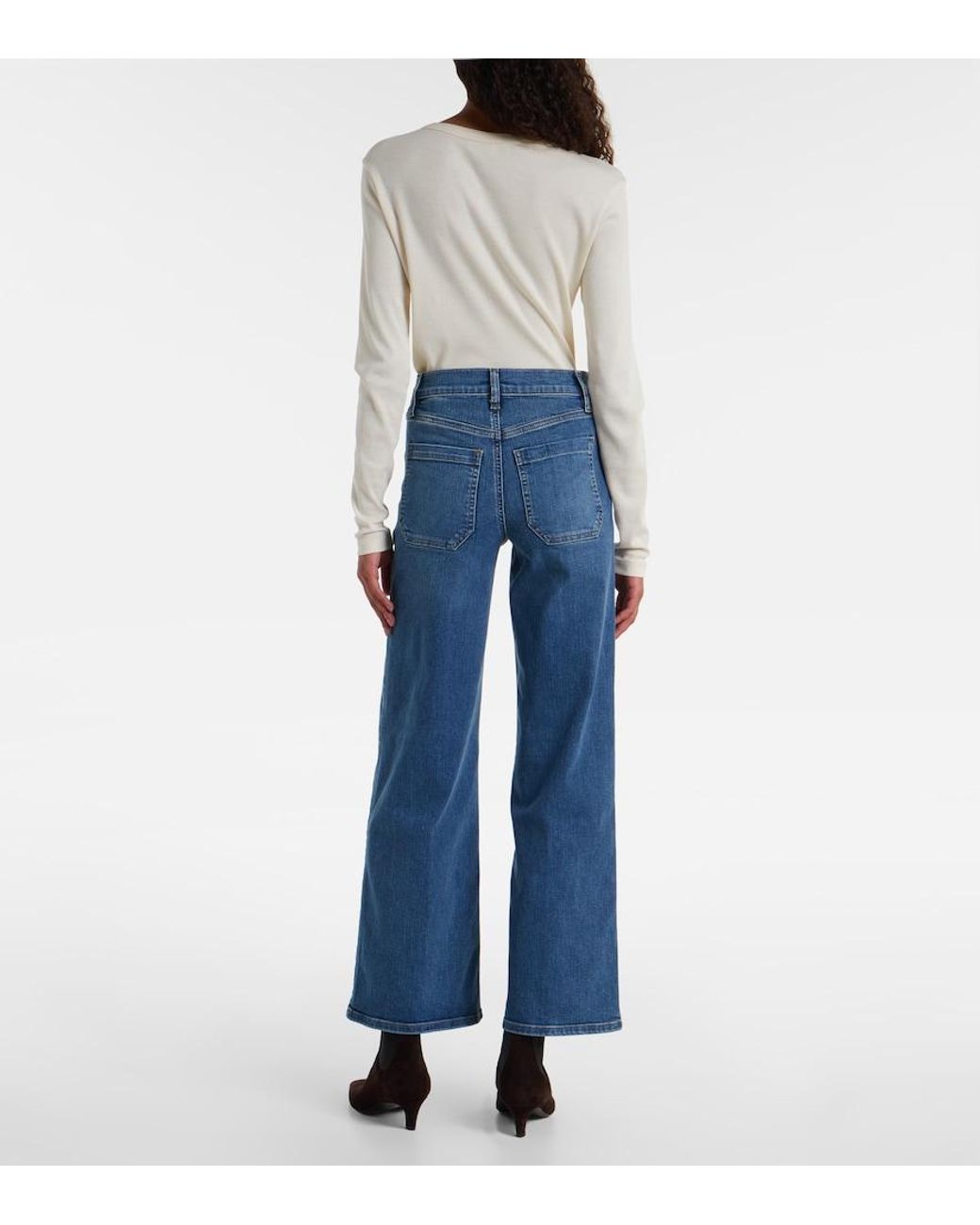 FRAME Blue Le Slim Palazzo Wide-Leg Jeans