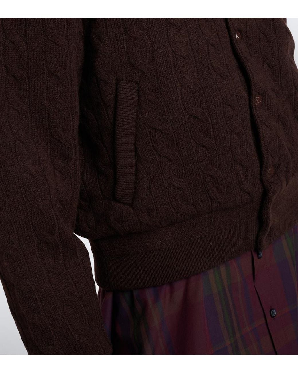 Polo Ralph Lauren Black Cable-Knit Wool And Cashmere Bomber Jacket