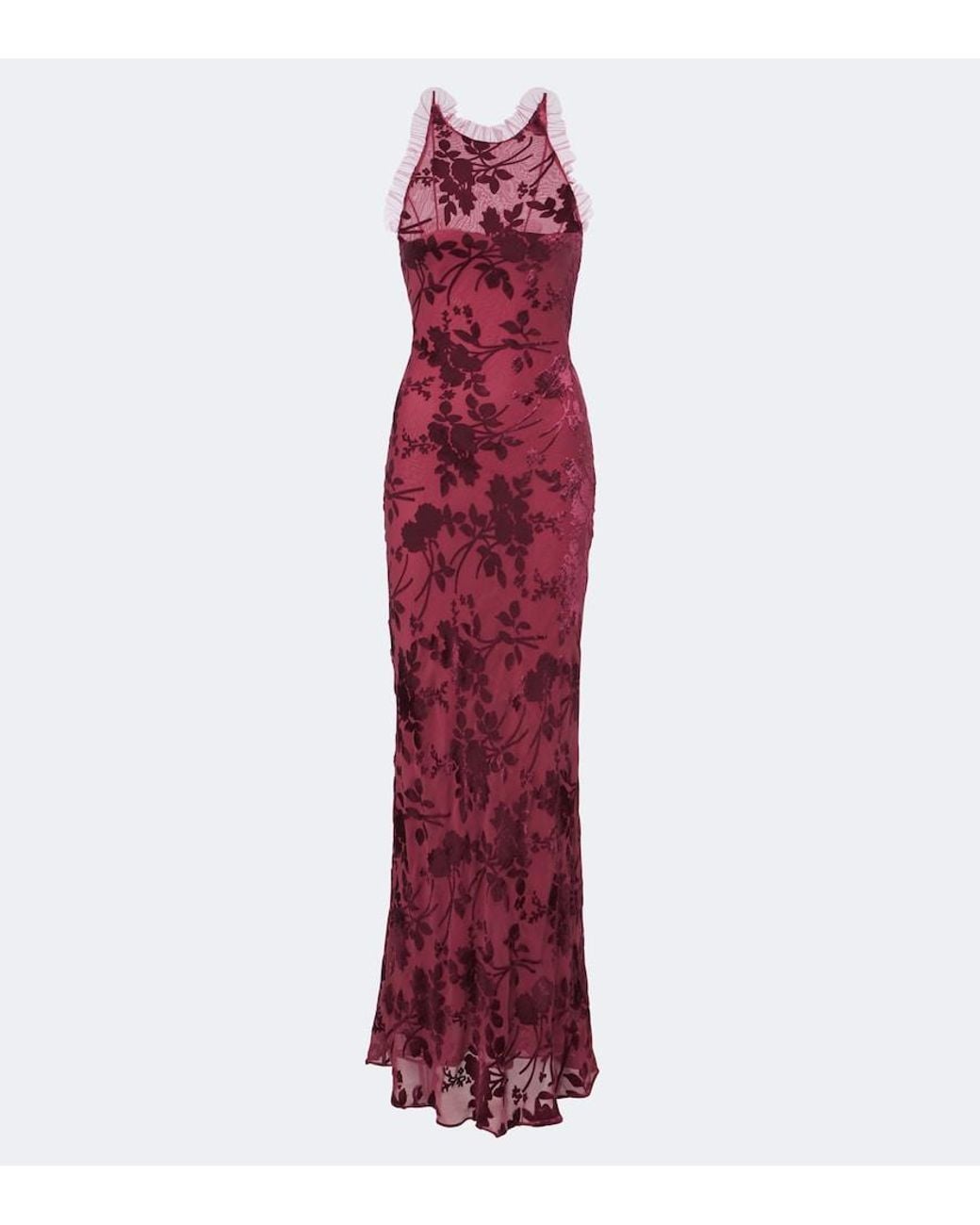 Rodarte Red Floral Devore Maxi Dress