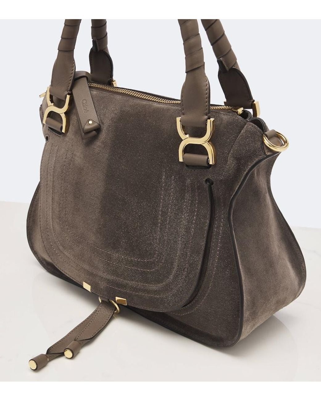 Chloé Brown Marcie Medium Suede Shoulder Bag