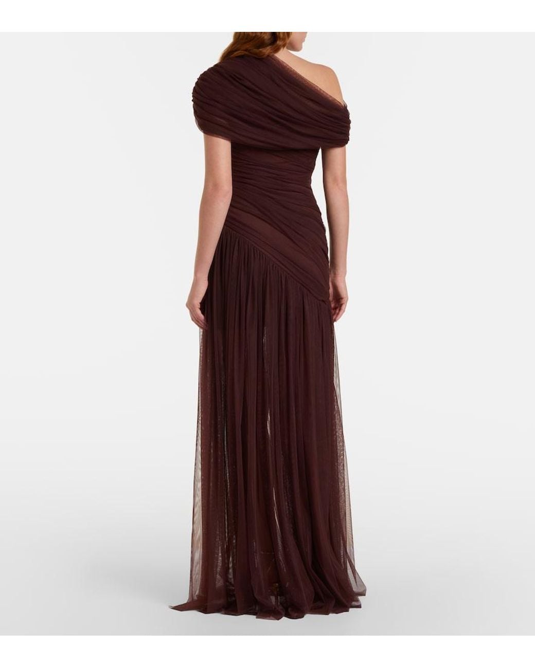 De La Vali Purple Himala Gathered Tulle Gown