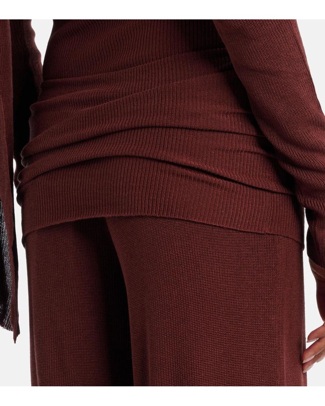 AYA MUSE Red Silk-Blend Wide-Leg Pants