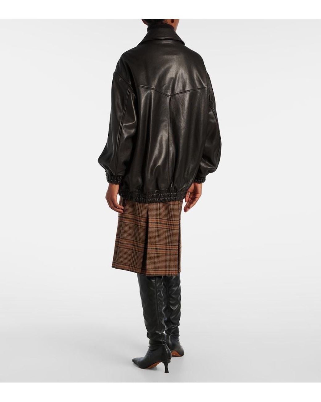 Nour Hammour Black Beck Leather Bomber Jacket