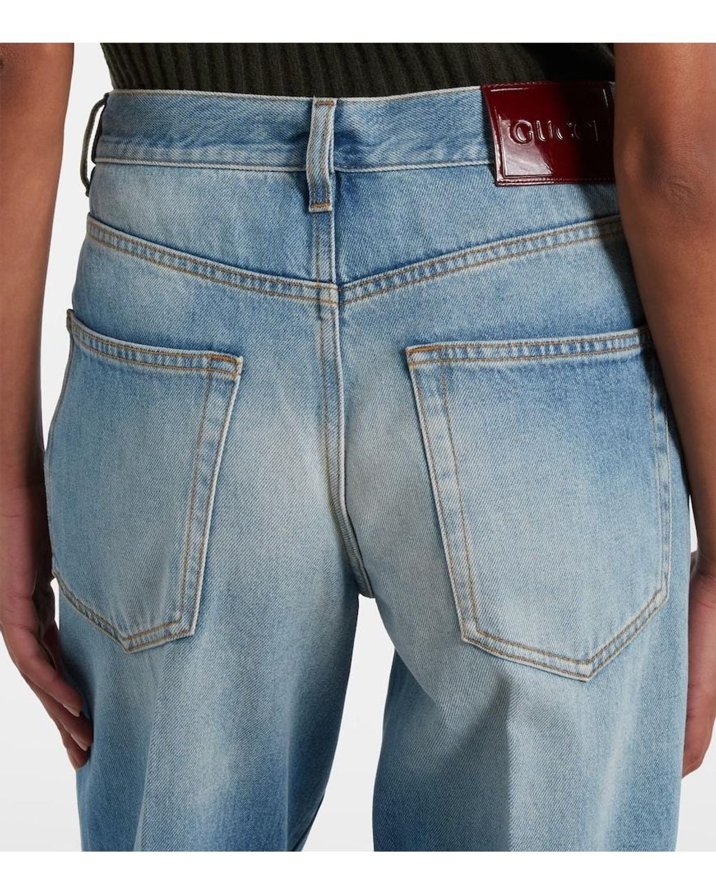 Gucci Blue Horsebit Mid-Rise Flared Jeans