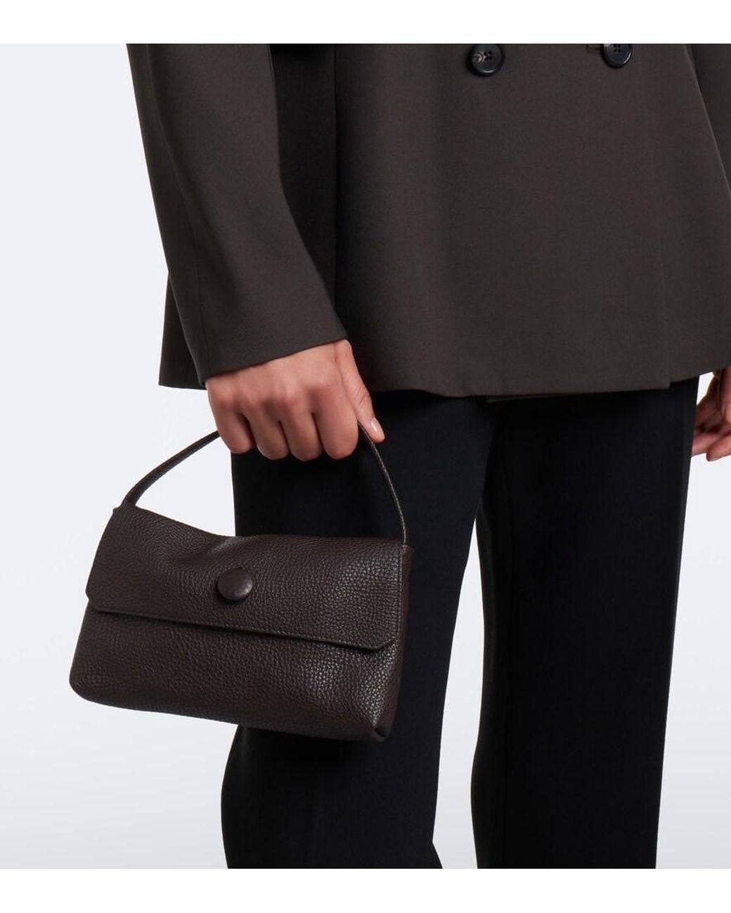 The Row Black Sally Leather Top-Handle Bag