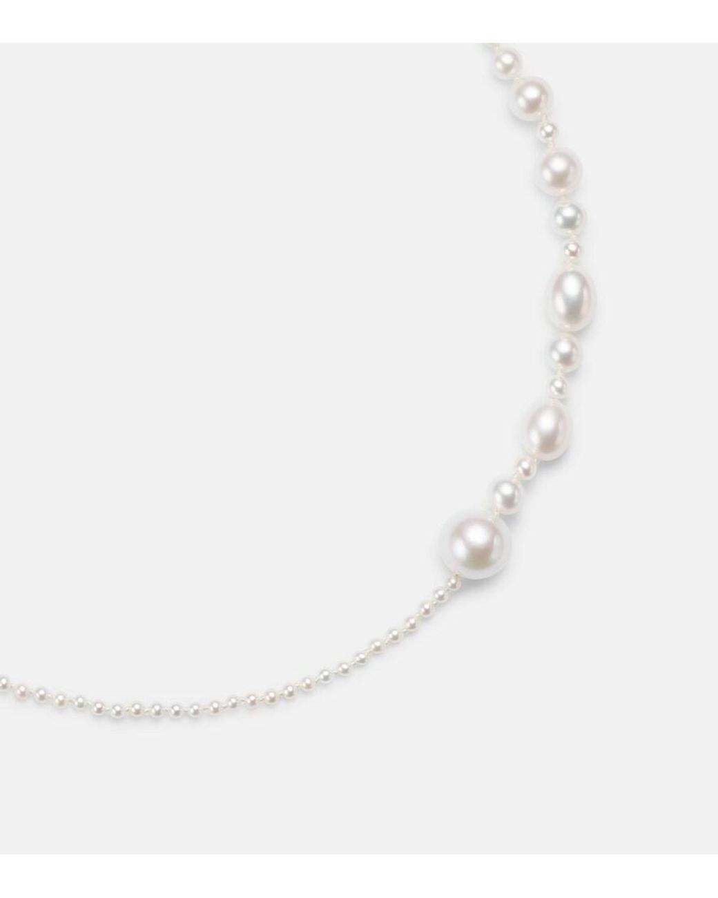Sophie Bille Brahe White Peggy 14Kt Necklace With Freshwater Pearls