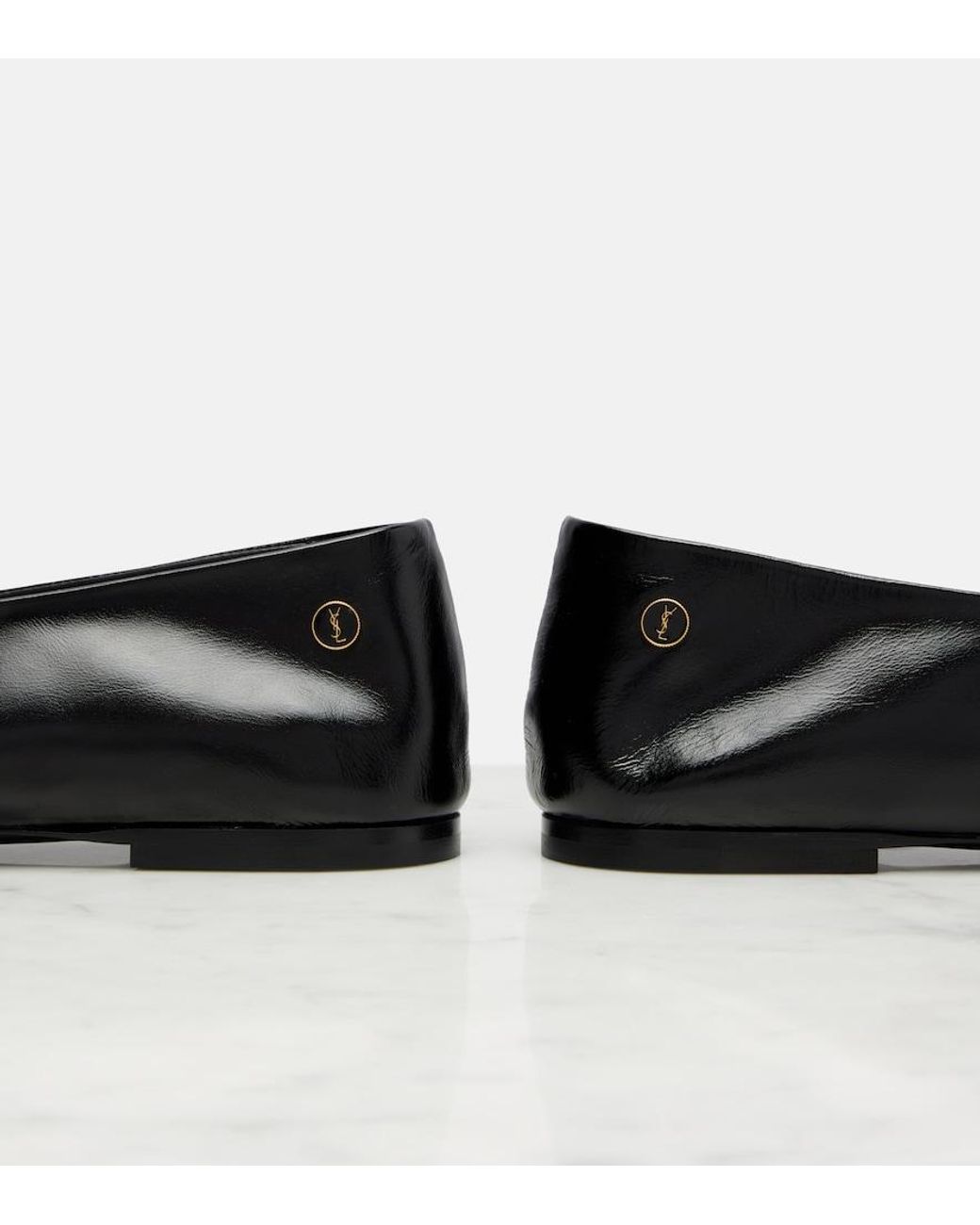 Saint Laurent Black Sao Leather Ballet Flats