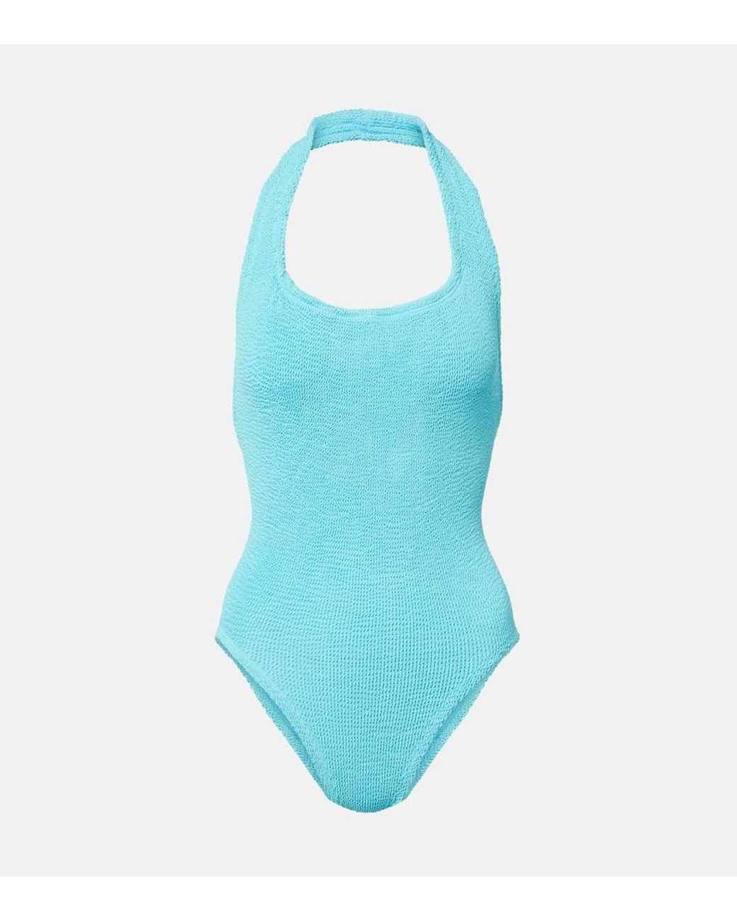 Hunza G Blue Sandy Halterneck Swimsuit