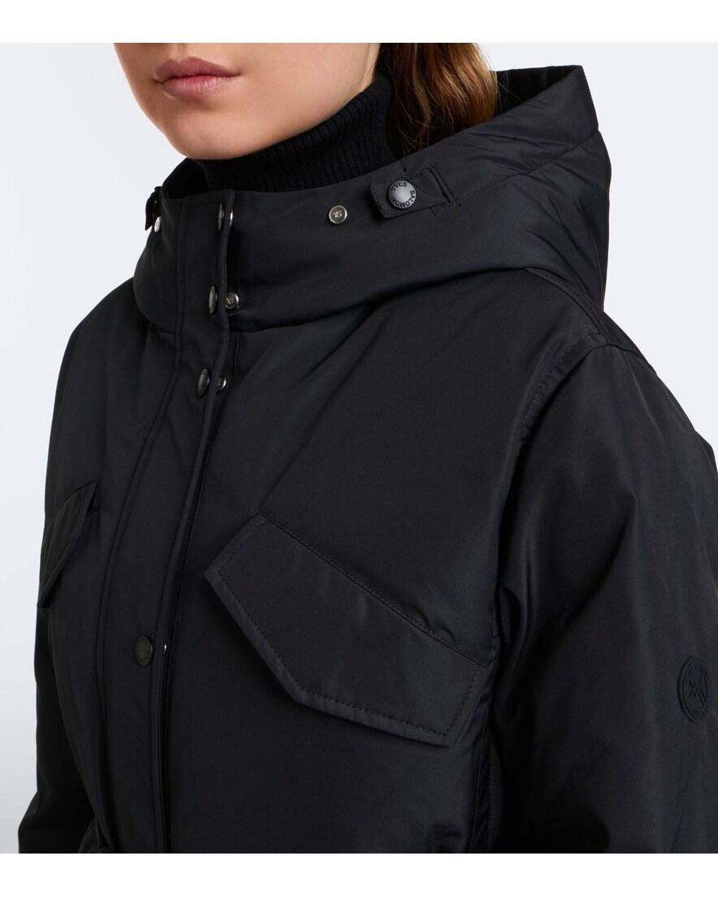 Yves Salomon Black Belted Shearling-Trimmed Ski Jacket