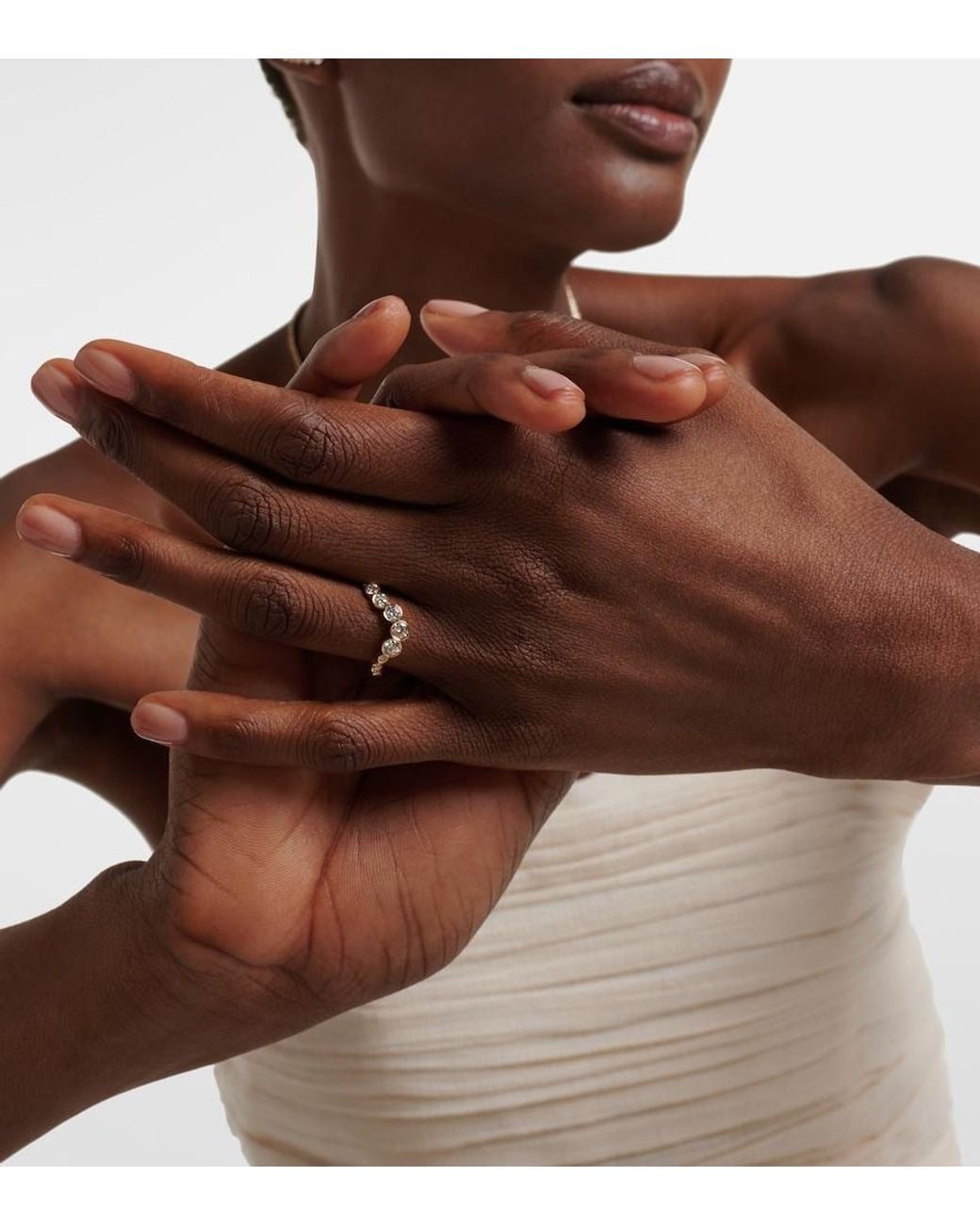 Sophie Bille Brahe White Ensemble Ocean 18Kt Ring With Diamonds