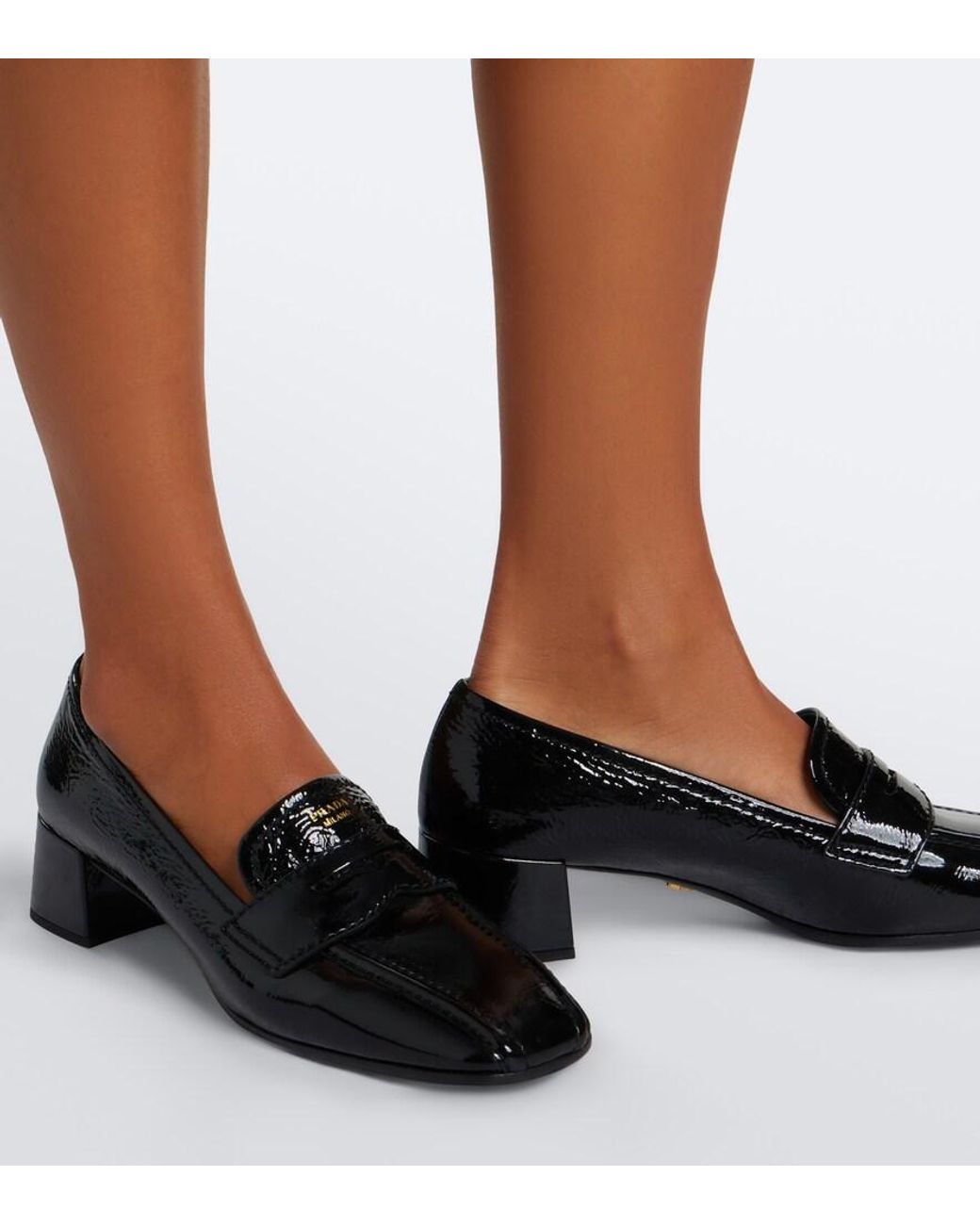 Prada Black Patent Leather Loafer Pumps