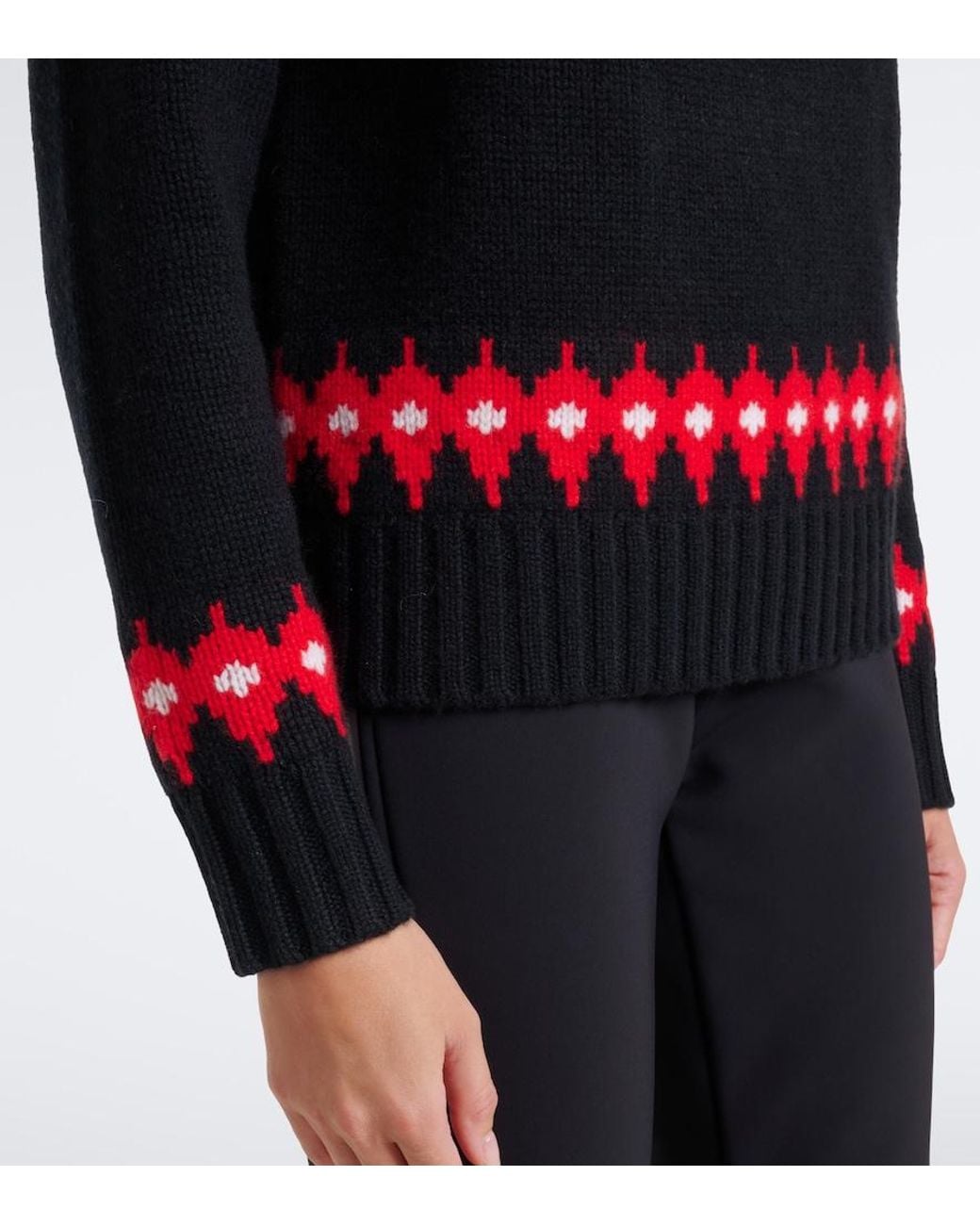 Bogner Red Ingrid Jacquard Cashmere Turtleneck Sweater