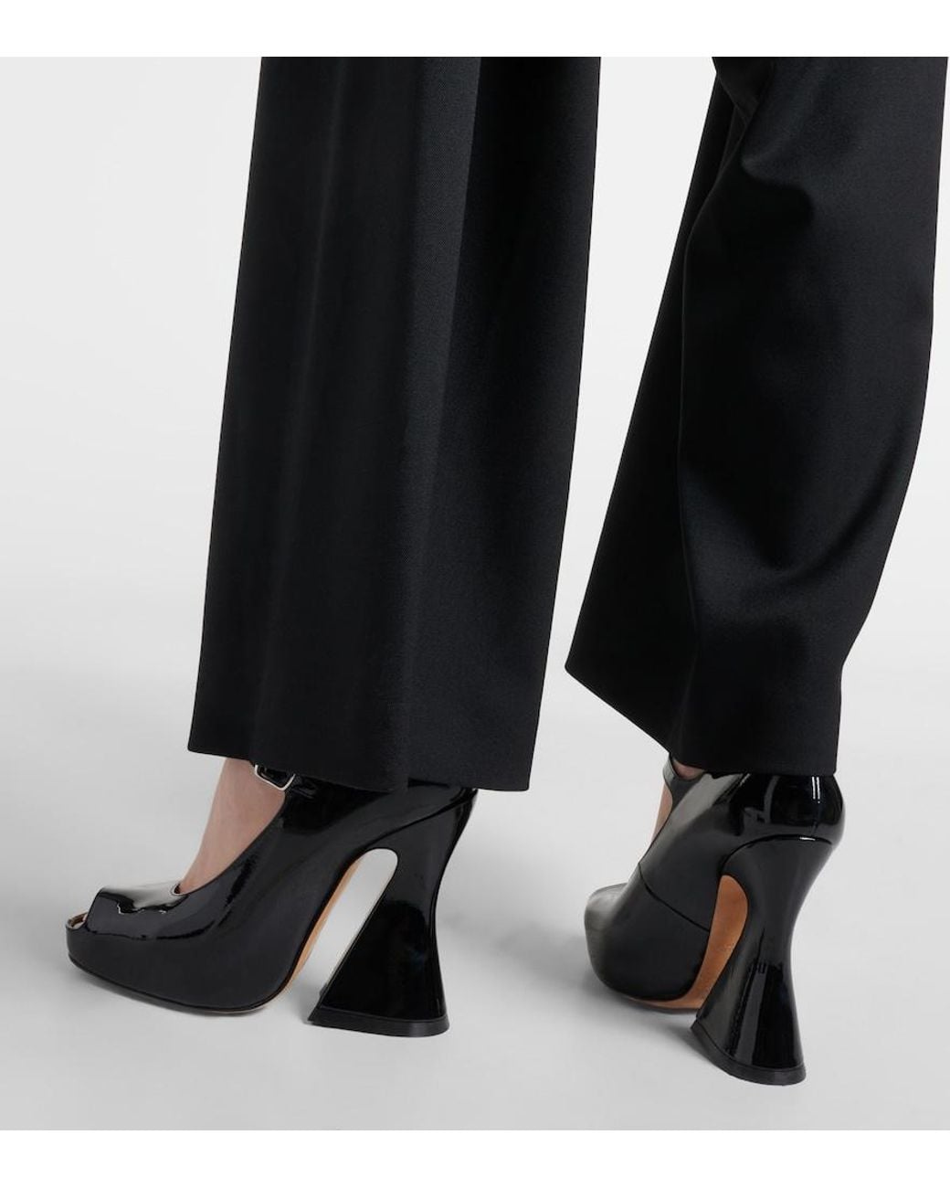 Maison Margiela Blue Patent Leather Peep-Toe Mary Jane Pumps