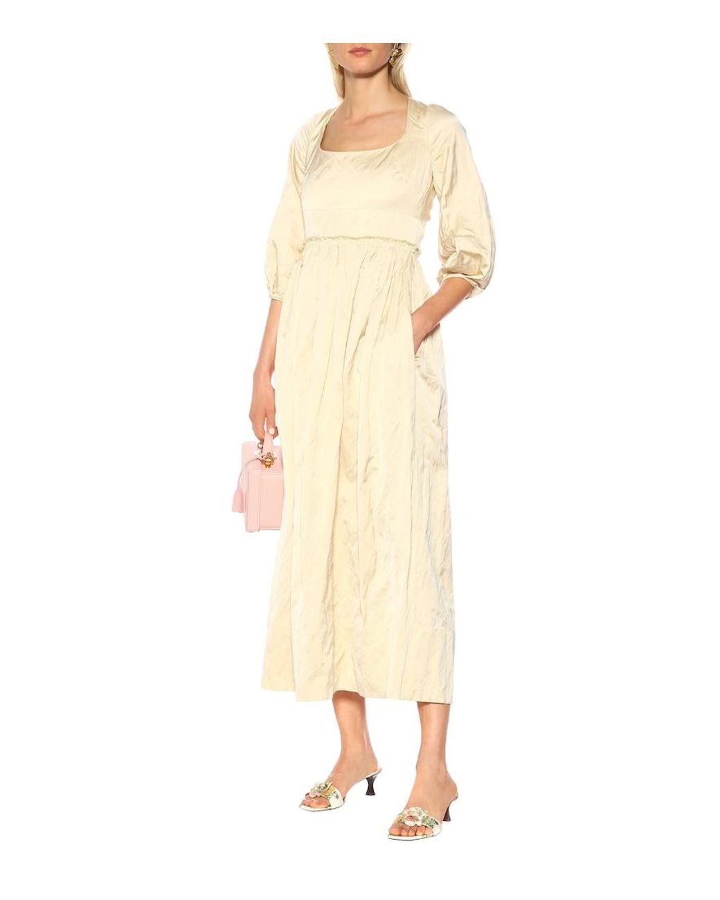 Brock Collection Natural Ondina Satin Midi Dress
