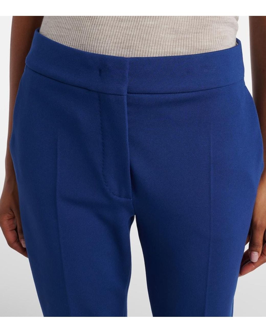 Max Mara Blue Pegno Jersey Cropped Slim Pants