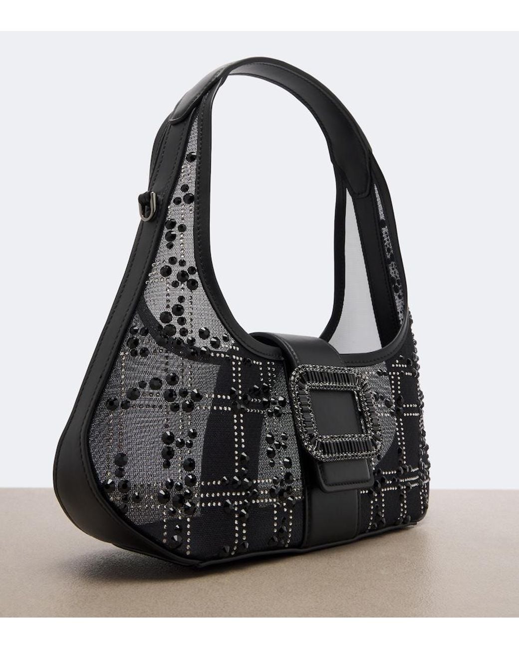 Roger Vivier Black Pilgrim Mini Embellished Top-Handle Bag