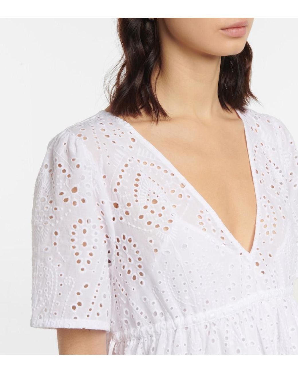 Heidi Klein White Broderie Anglaise Cotton Midi Dress