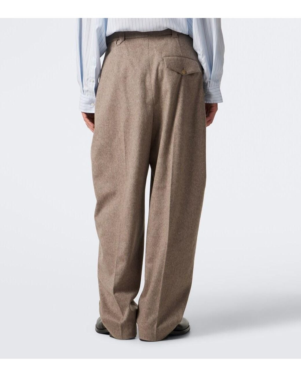 Jacquemus Natural Fernando Virgin Wool Barrel-Leg Pants for men