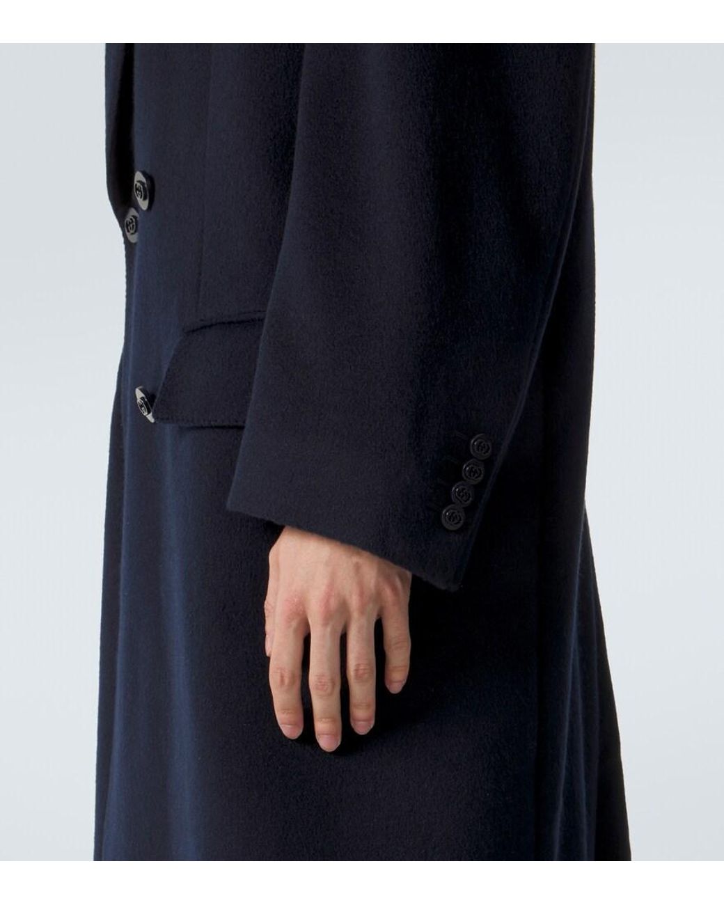 Gucci Blue Double-Breasted Cashmere Coat for men