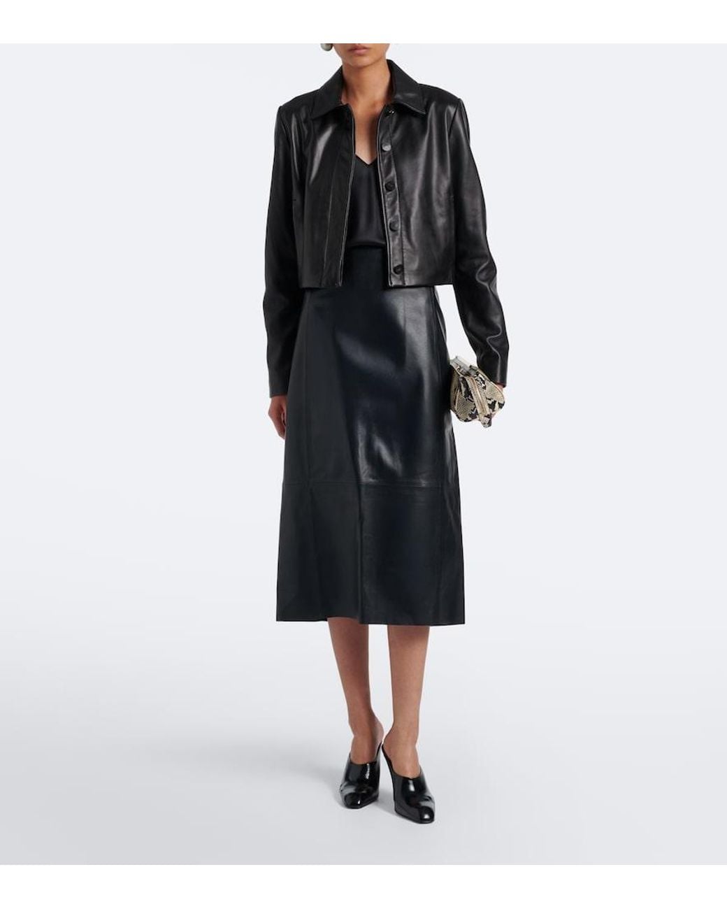 Vince Black Cropped Leather Jacket