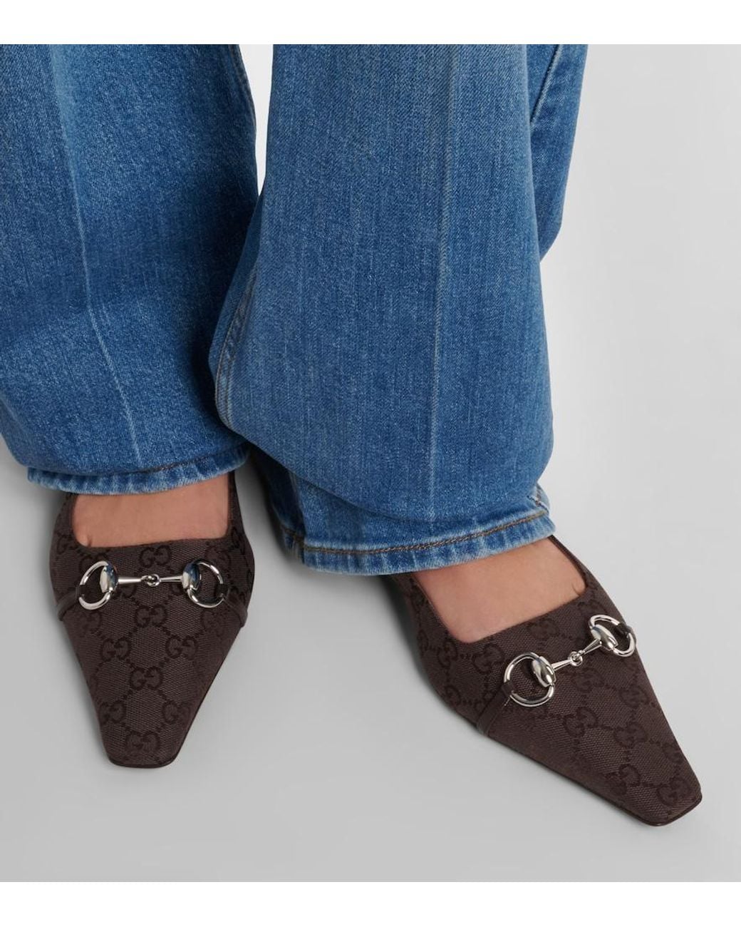 Gucci Brown Vittoria Gg Canvas Ballet Flats