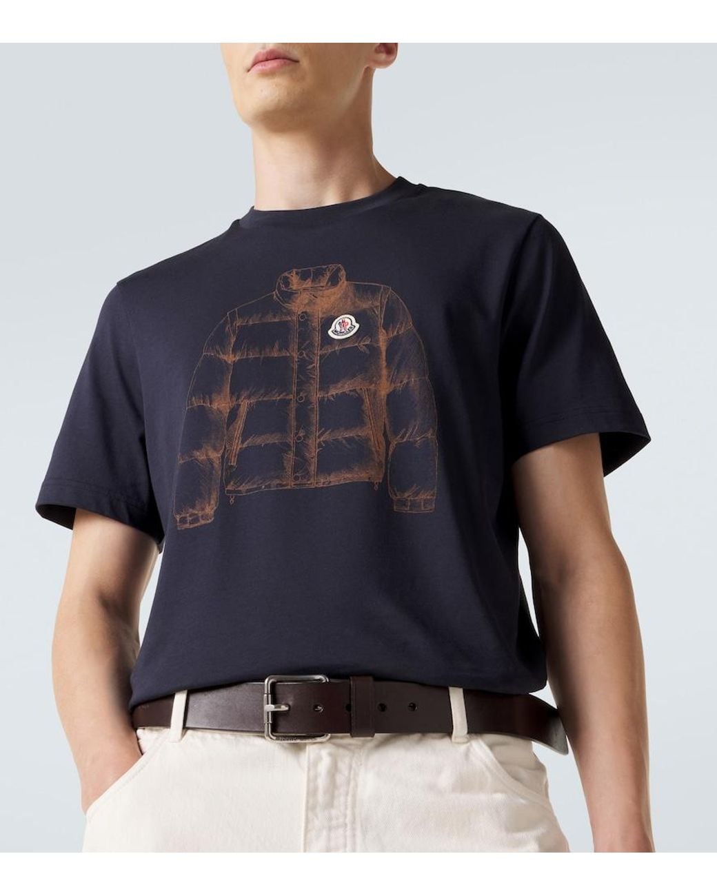 Moncler Blue Printed Cotton Jersey T-Shirt for men