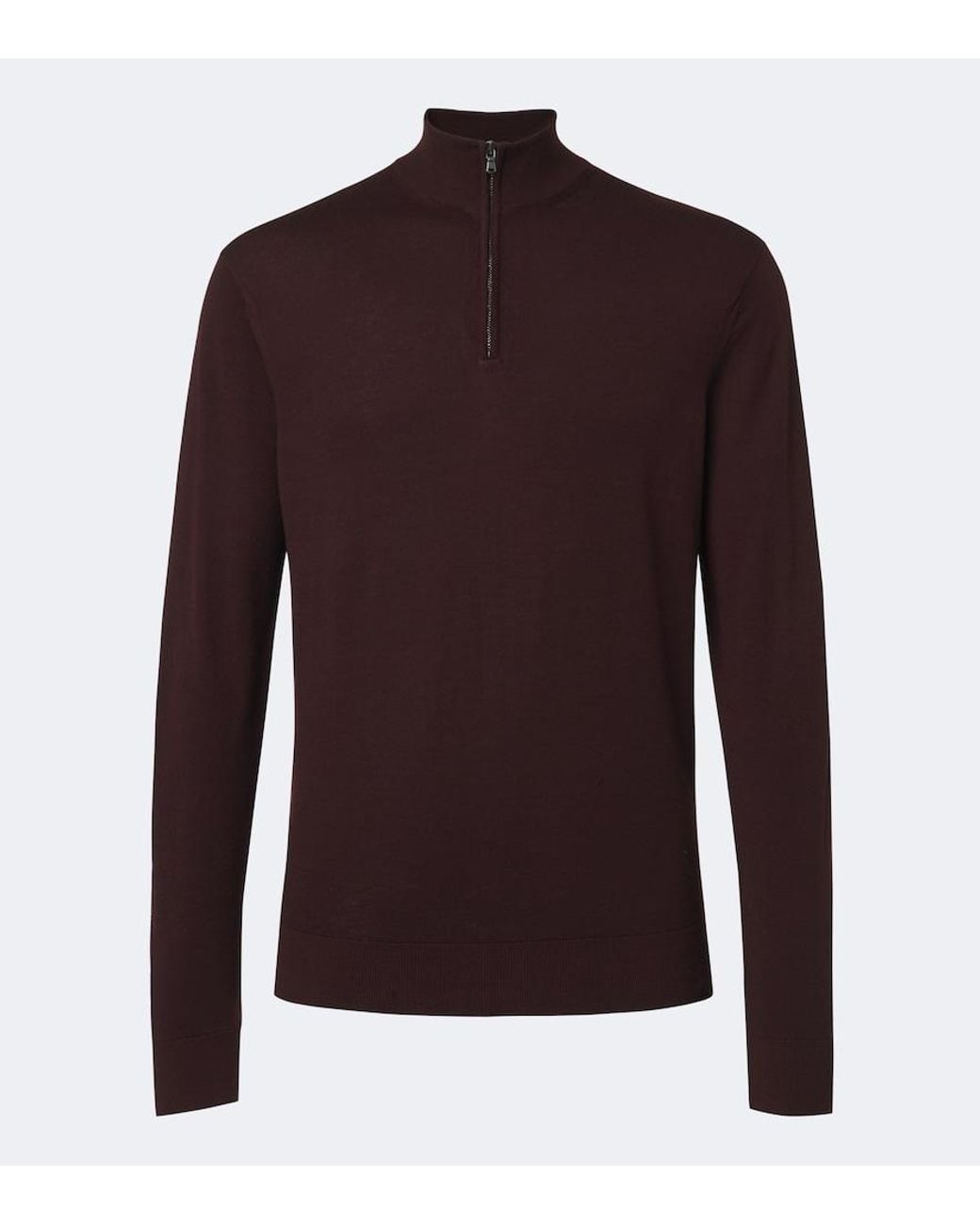 Sunspel Brown Wool Half-Zip Sweater for men
