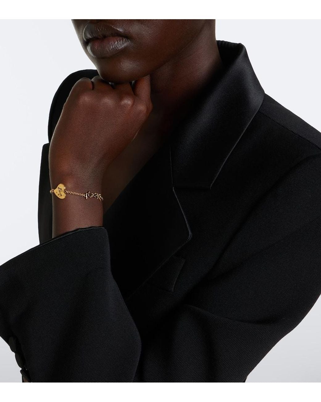 Saint Laurent Metallic Cassandre Chain Bracelet