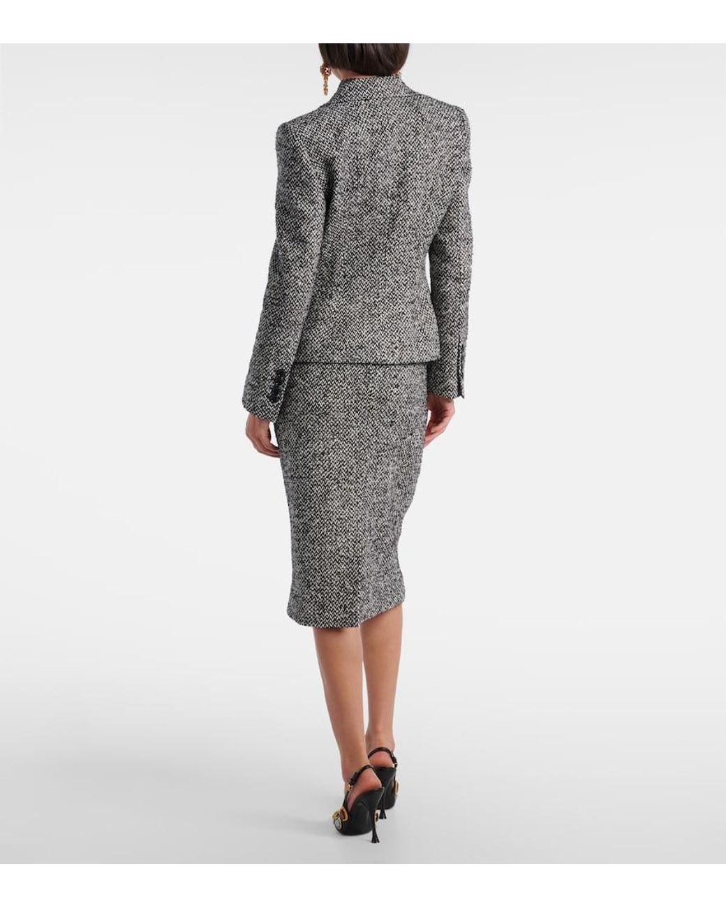 Dolce & Gabbana Gray Dolce&Gabbana Single Breasted Speckled Wool Blend Jacket