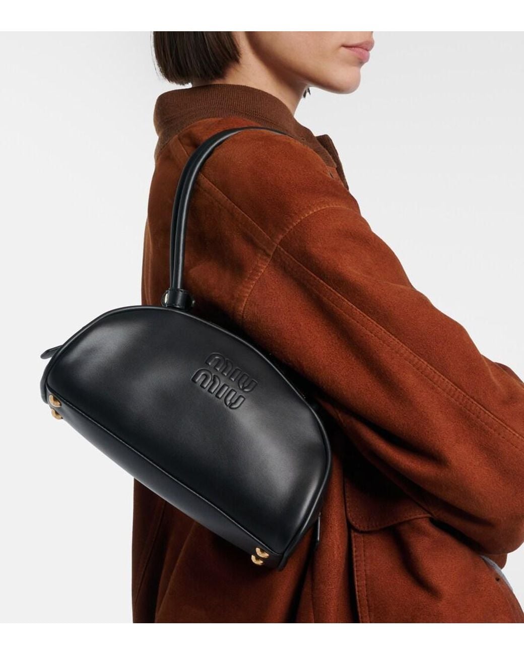 Miu Miu Black Beau Small Leather Bowling Bag