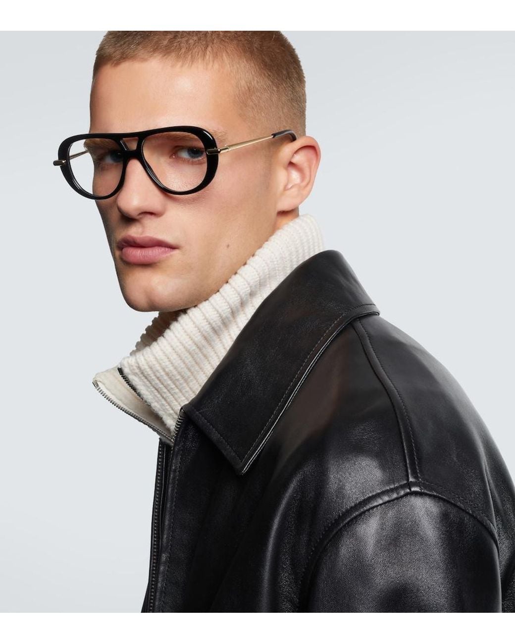 Loewe Black Slim Aviator Glasses for men