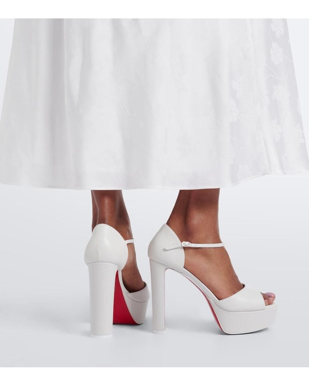 Christian Louboutin White Sandaloo Leather Platform Sandals