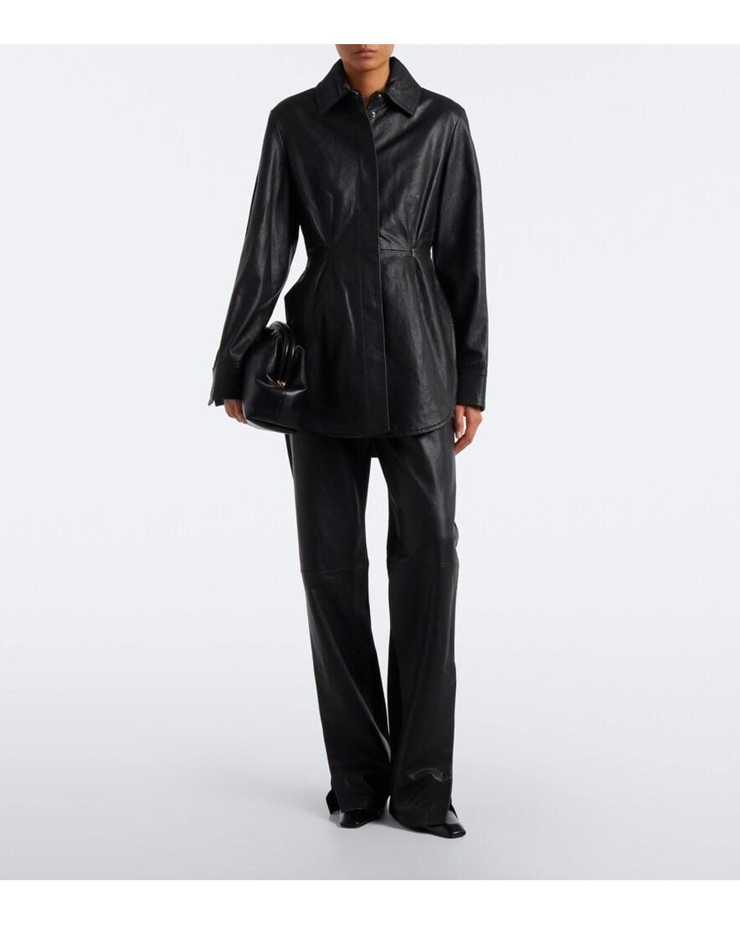 Sportmax Black Leather And Suede Shirt