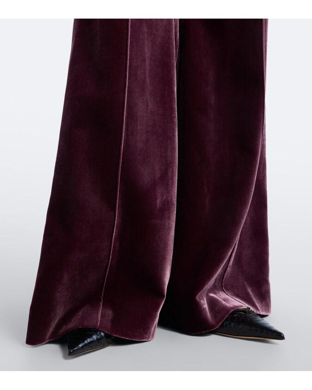 Elie Saab Purple Velvet Wide-Leg Pants