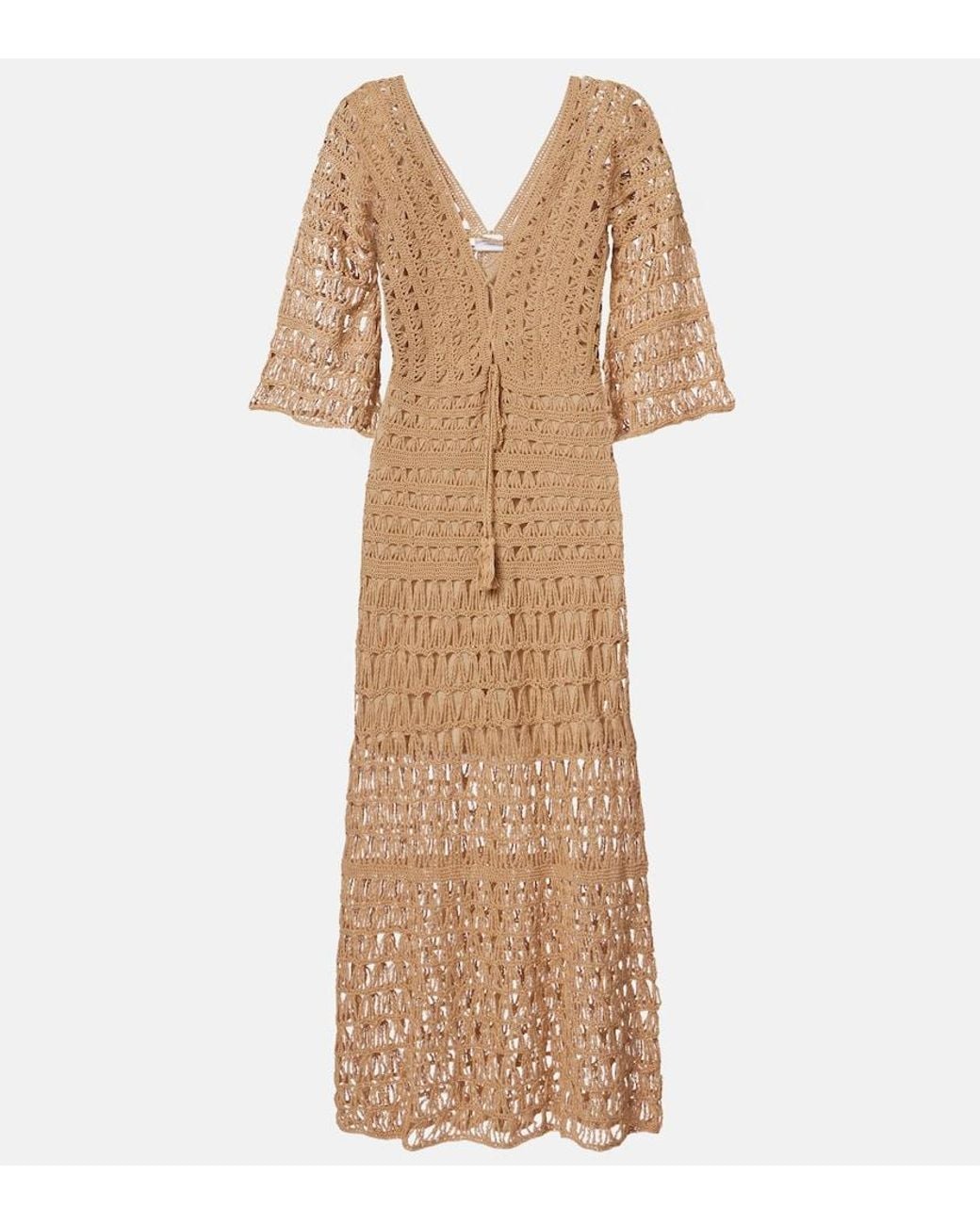 Anna Kosturova Natural Marissa Cotton Crochet Maxi Dress