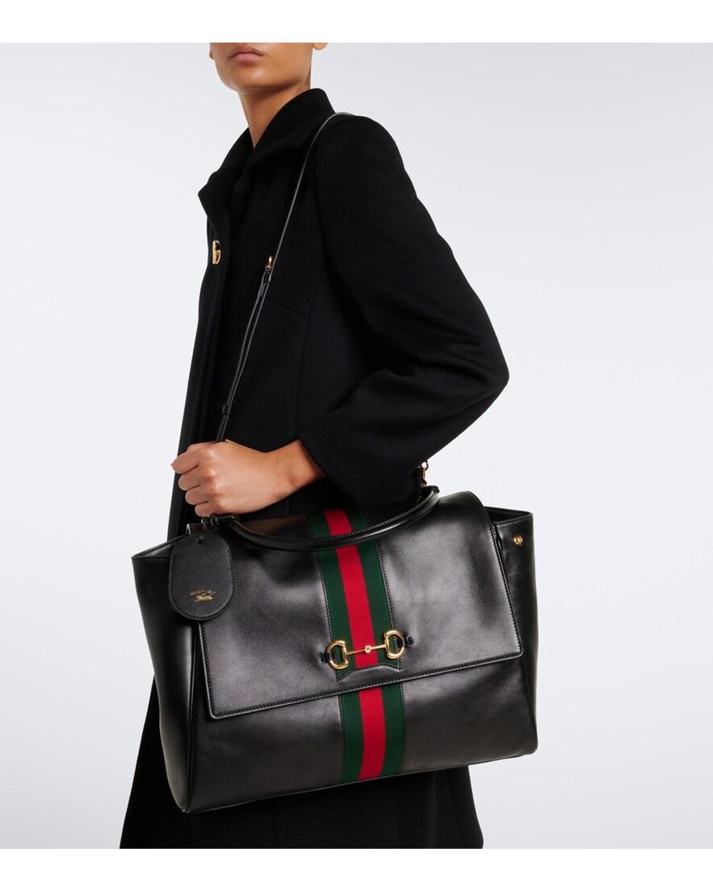 Gucci Black Paparazzo Large Leather Shoulder Bag