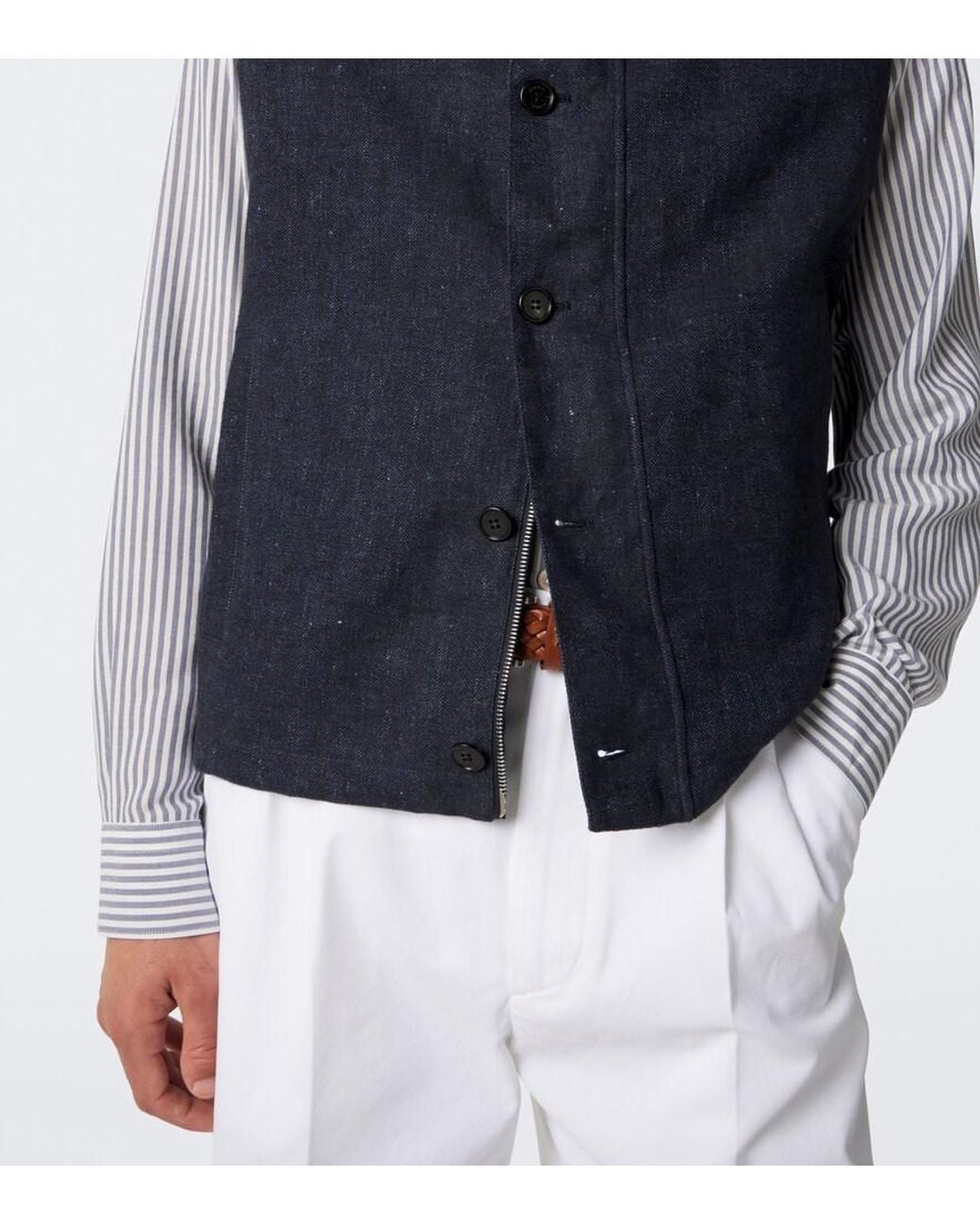 Dunhill Blue Linen Reversible Vest for men