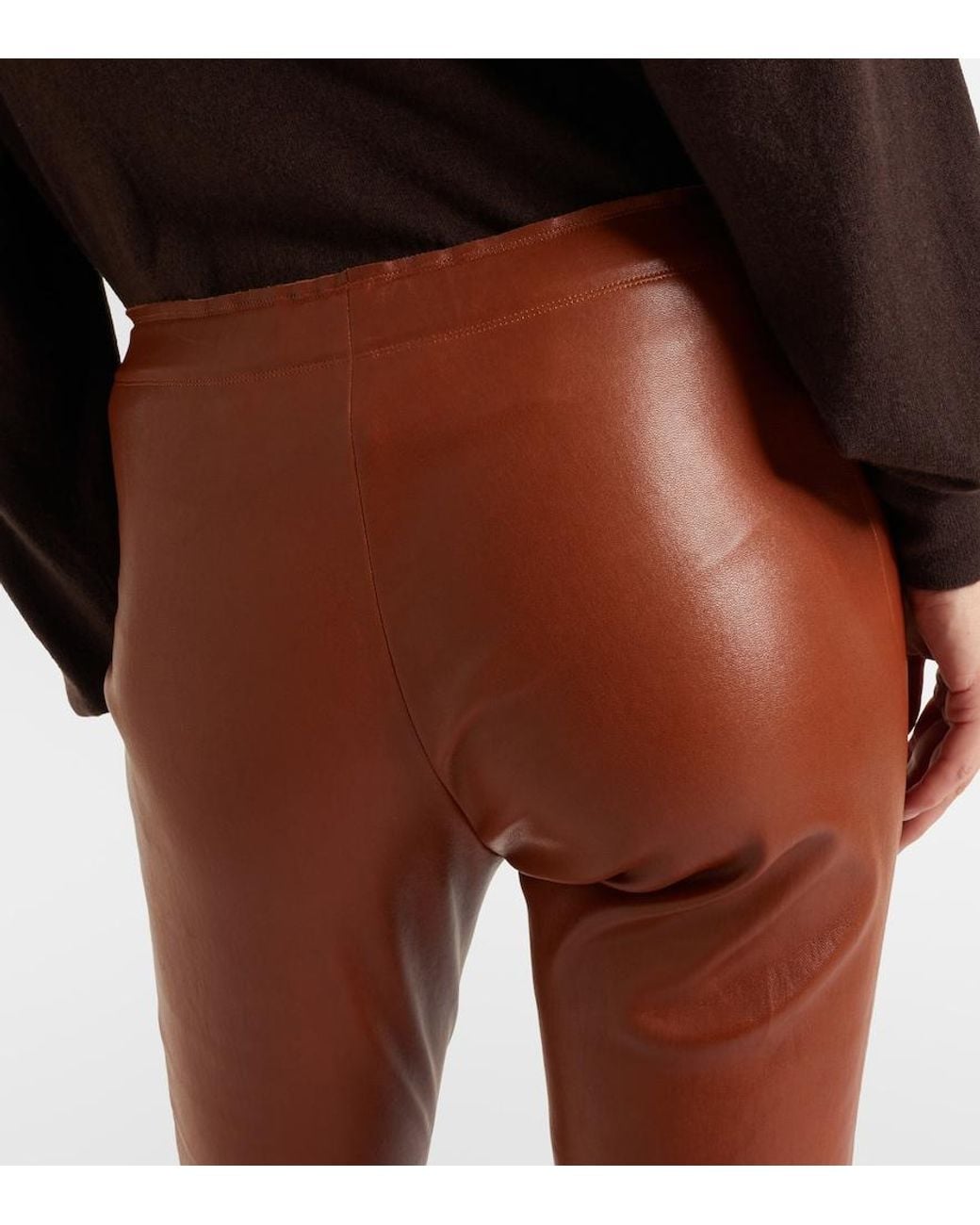 Stouls Brown Carolyn Leather Slim Pants